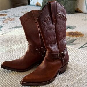 Brown Leather Western Harness Boots